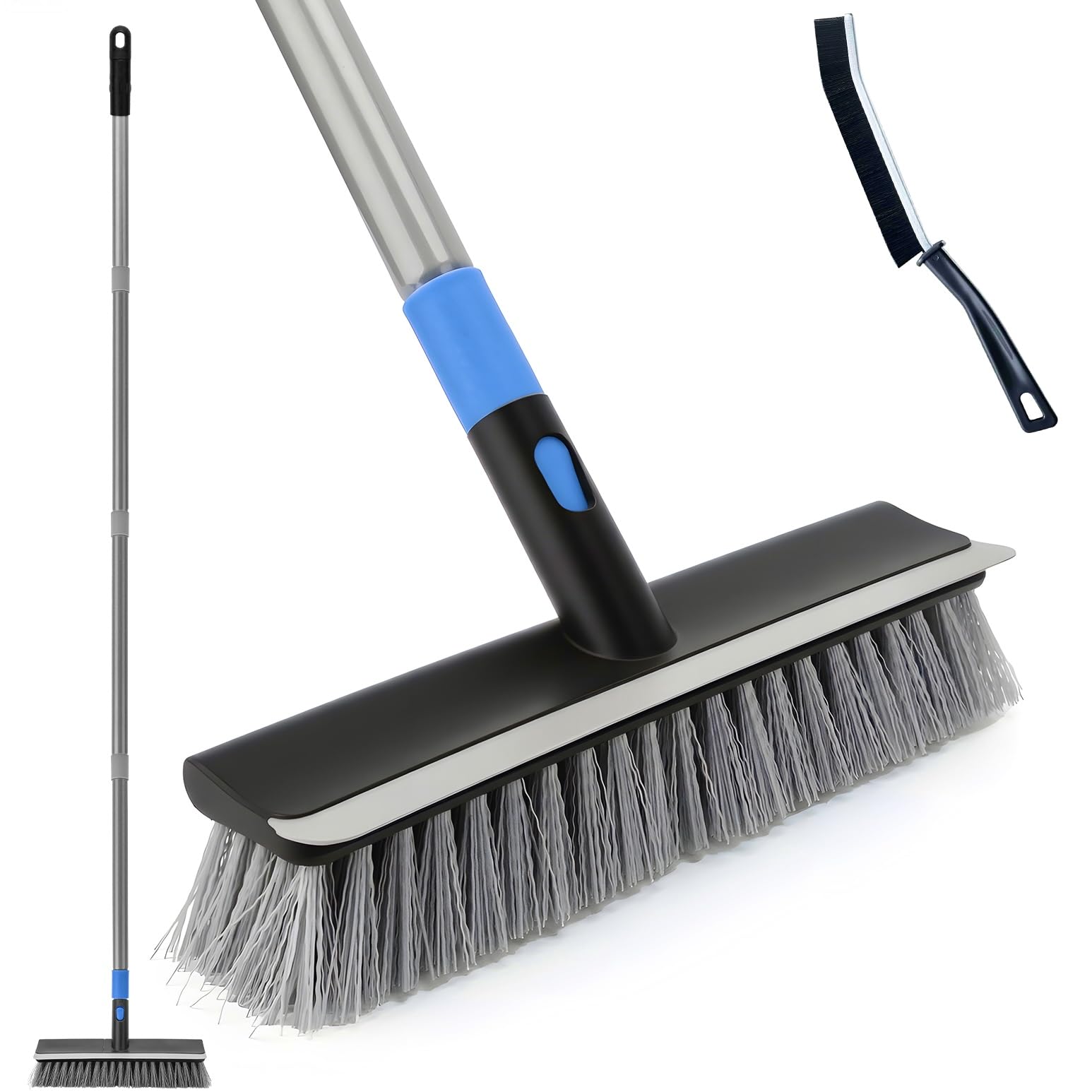 Photo 1 of KeFanta Deck Brush with Long Handle, 2 in 1 Floor Scrub Brush for Cleaning, 56" Stiff Bristle Outdoor Scrubber Brush for Patio Concrete Boat Garage Bathroom Kitchen Wall Shower