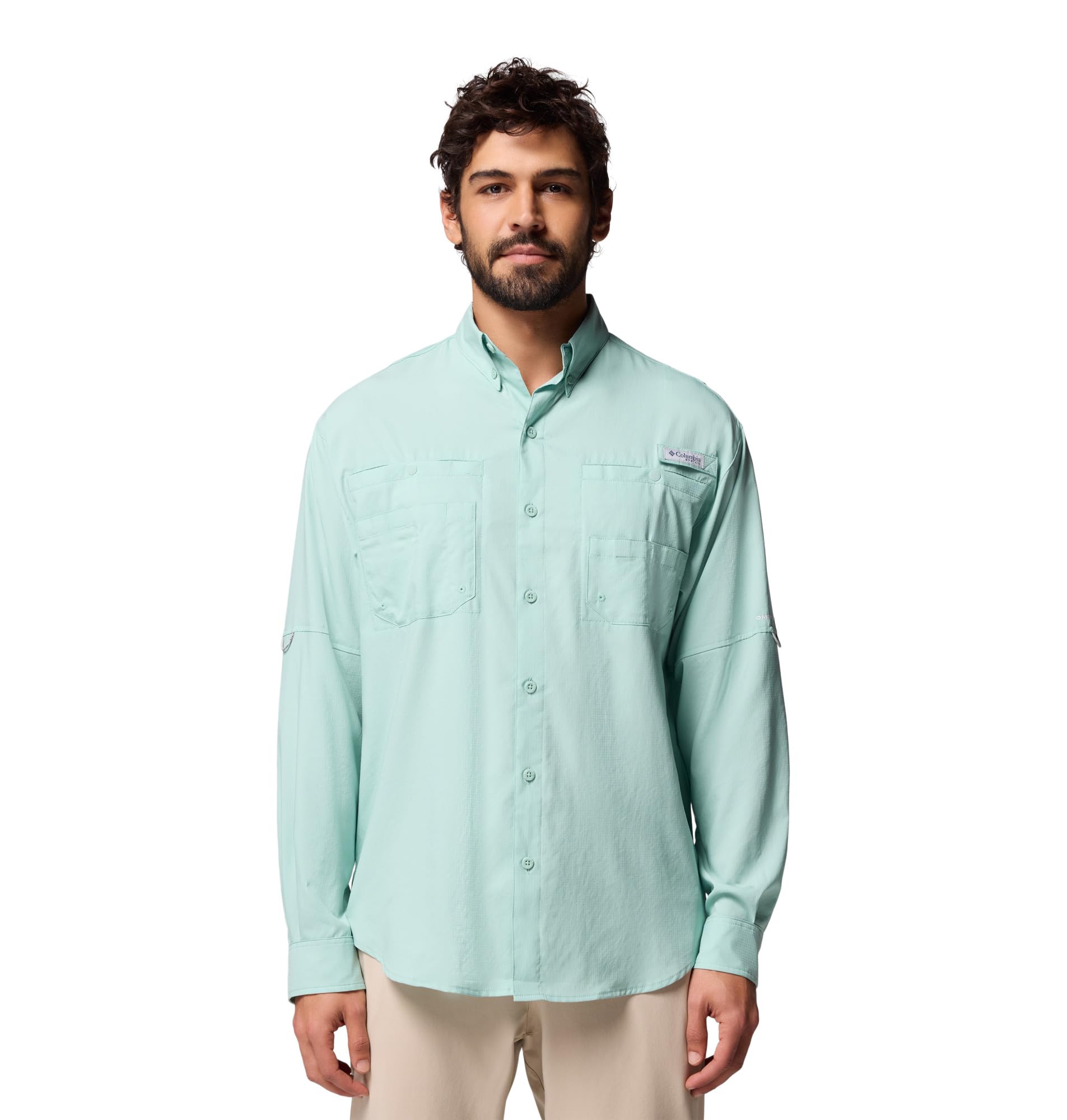 Columbia Mens PFG Tamiami Long Sleeve Fishing Shirt, Misty Jade, 6X Image