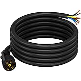 CheeMuii 7 Way Trailer Cord Heavy Duty 8 FT Trailer Wiring Harness Kit 7 Pin Trailer Plug Inline Wire Harness Cable for Trailers RVs Campers