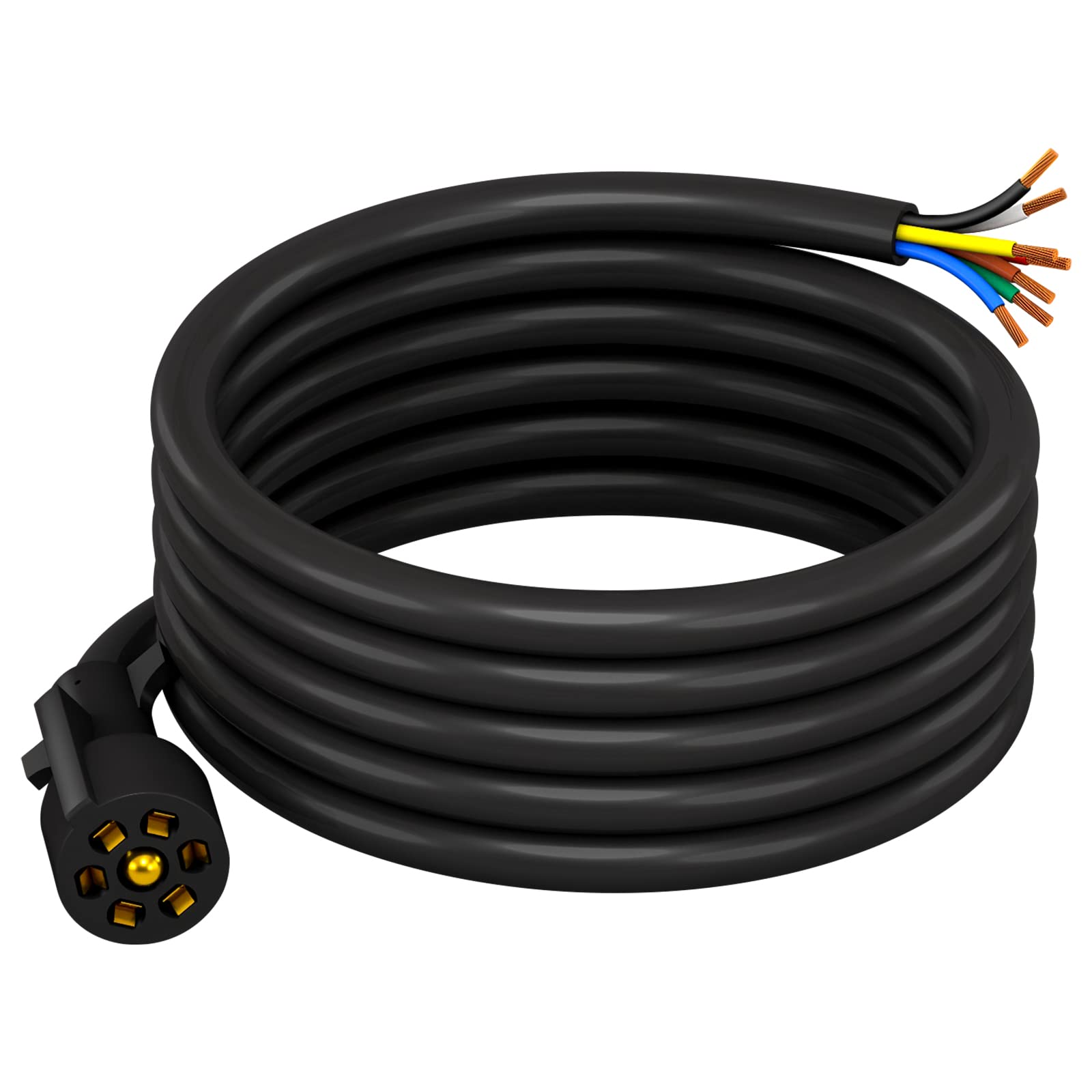 Photo 1 of CheeMuii 7 Way Trailer Cord Heavy Duty 8 FT Trailer Wiring Harness Kit 7 Pin Trailer Plug Inline Wire Harness Cable for Trailers RVs Campers