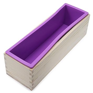 sunreek Flexible rechteckig Seife Silikon Form mit Holz Box für Homemade 900 g/900 ml Seife Herstellung, Homemade Swirl Kalte