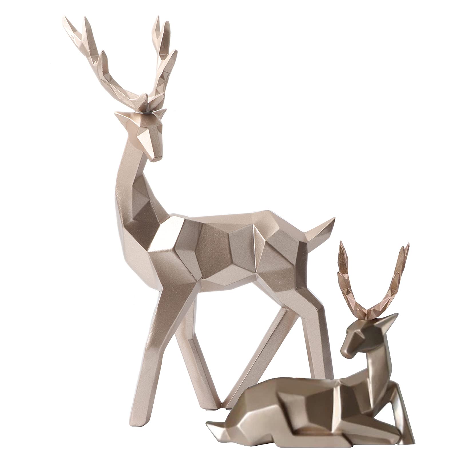 Cocoarm Modern Stag Statue Resin Deer Statue Decoration 2Pcs Resin Deer Ornaments Sculpture Metal Reindeer Decorative Reindeer Figurine Metal Christmas Decoration Gift For Living Room Kitchen Bedroom