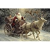 BOHADIY Diamond Painting Kit for Adults, Christmas Santa Claus Diamond Art Kits for Adults Beginners, Full Round Drill Forest Deer Art and Crafts Kits for Home Wall Decor Gifts 12x16inch