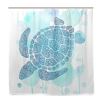 Amazon Com Water Repellant Watercolor Turtle Shower Curtain Sets