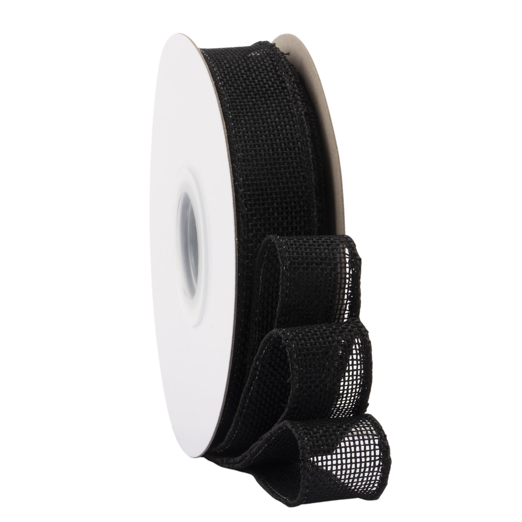 Ribbonitlux Black Burlap Wired Ribbon, 25mm x 18 Meters, Wired Edge Burlap Ribbon for Gift Wrapping, Big Bow, Wreath, and Christmas Tree Decoration