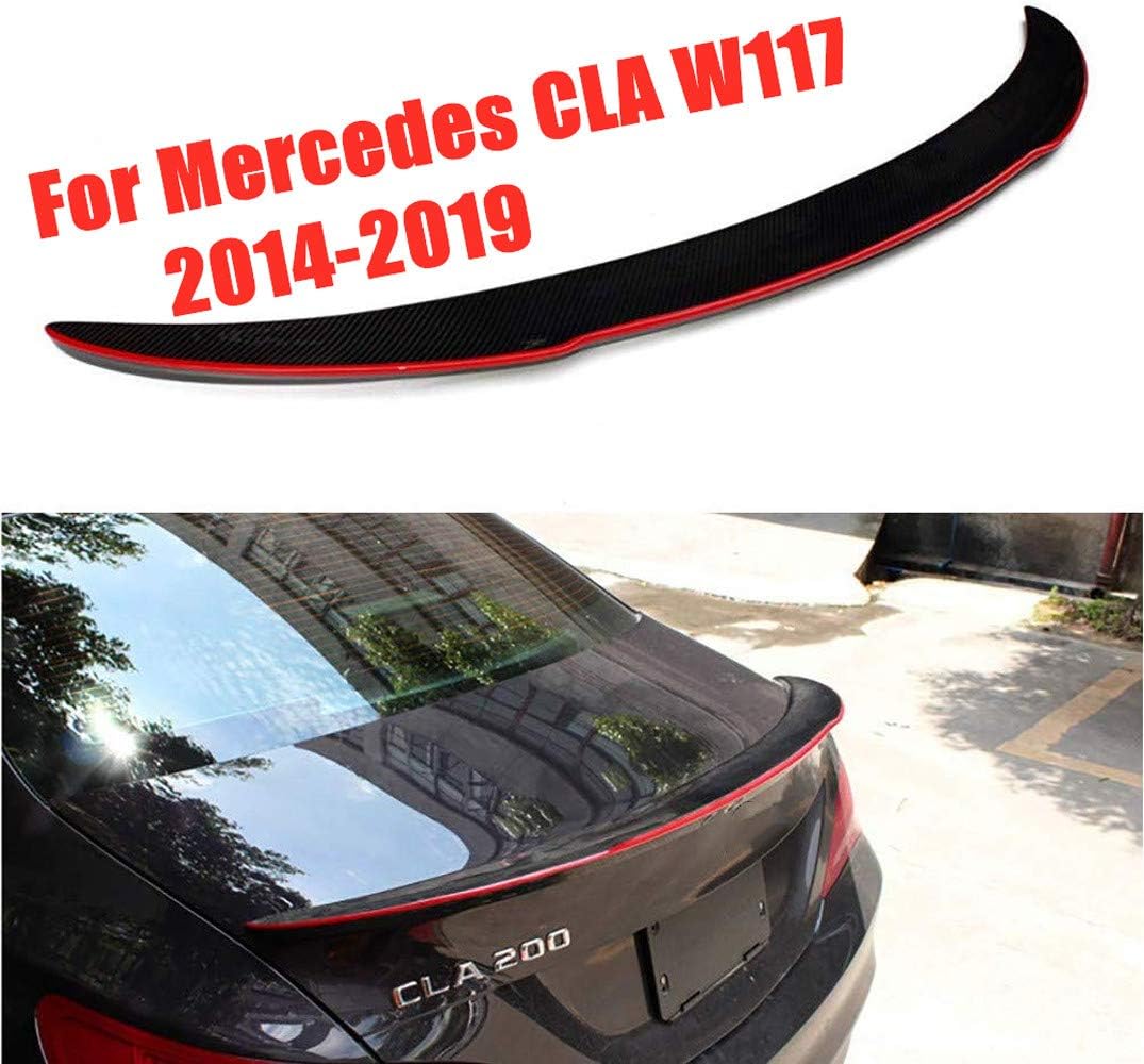 HJHNB Carbon Fiber Rear Boot Spoiler for Mercedes-Benz CLA W117 45 AMG 180 200 220 250 260 Sedan, 2014-2019, Black with Red Edges