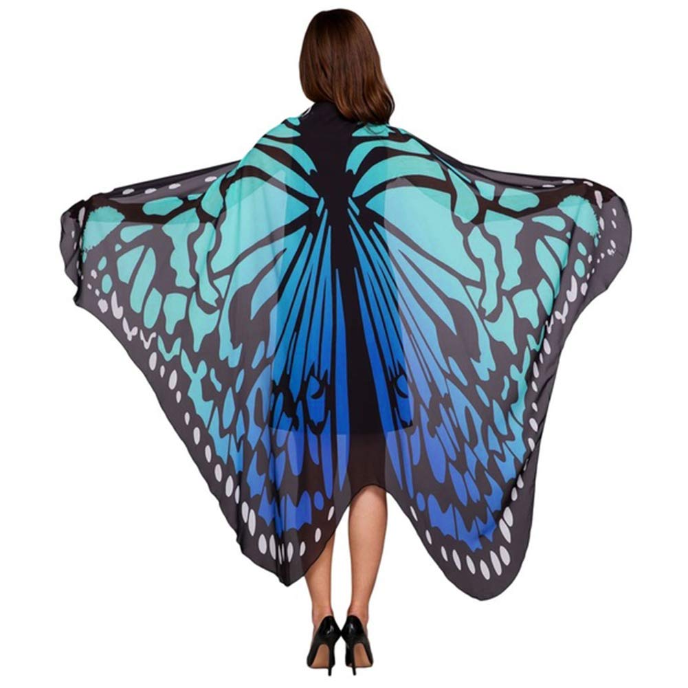 Women Girls Butterfly Wings Halloween Costume Butterfly Cape Cloak Cospaly Fancy Dress for Masquerade Christmas Costume Party Accessory Dancewear Beach Cover Up Wrap Chiffon Shawl Bohimian Sarong