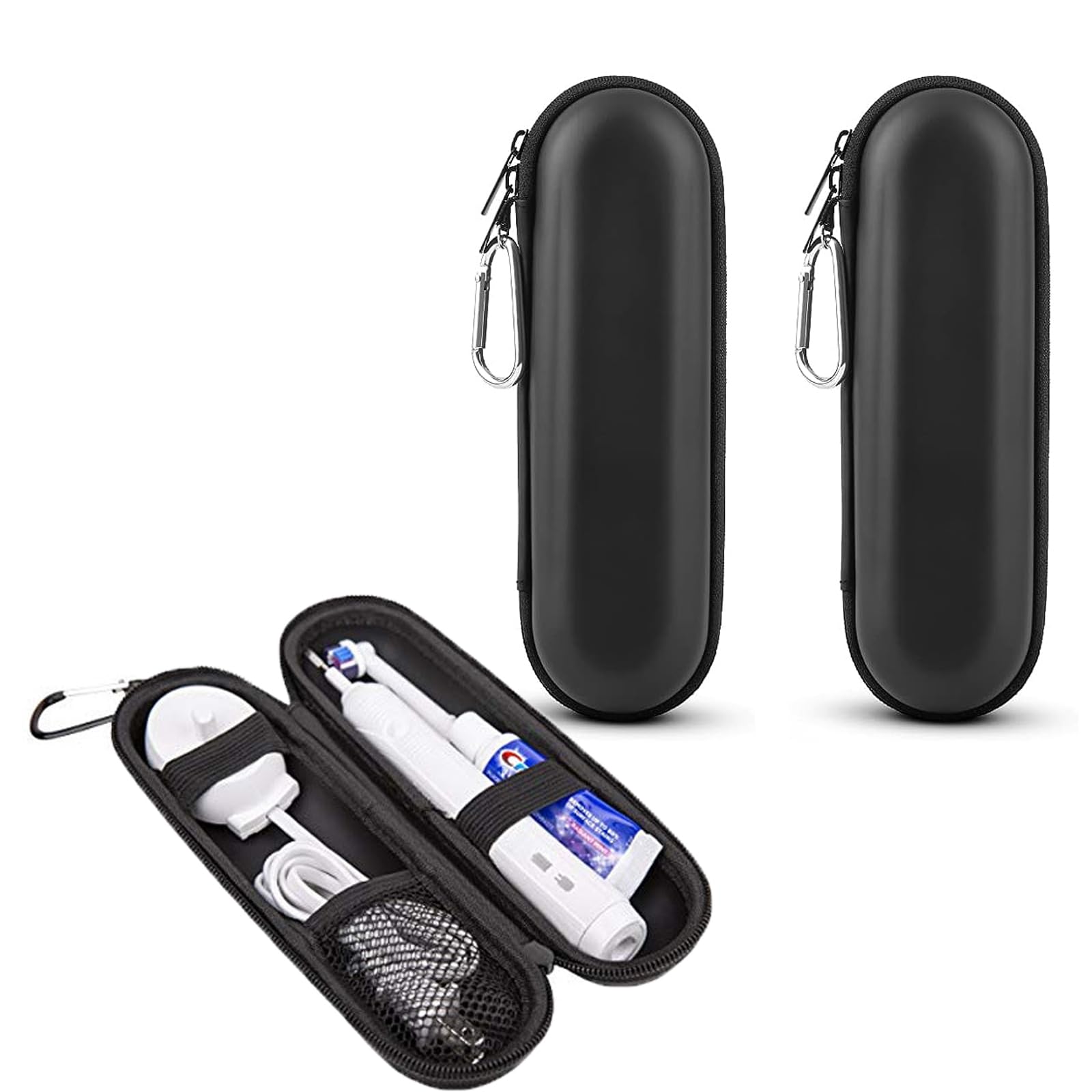 CHENKEE Travel Case for Oral-B Pro Electric Toothbrush, 2 PCS Hard Carrying Case Holder Container Portable Holder Travel Protective Cover(Black)