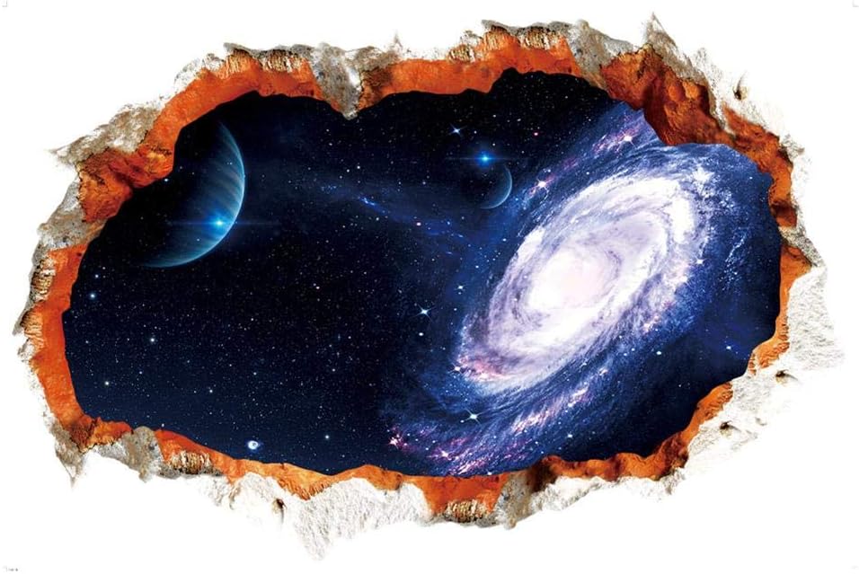 Yuaja 3D Wall Stickers Decals Cosmic Black Hole Outer Space Planet Ceiling Floor Sticker Universe Scene with Planets Stars Starry Sky- Removable Wall Mural Decals for Kids Bedroom Ceiling Living Room