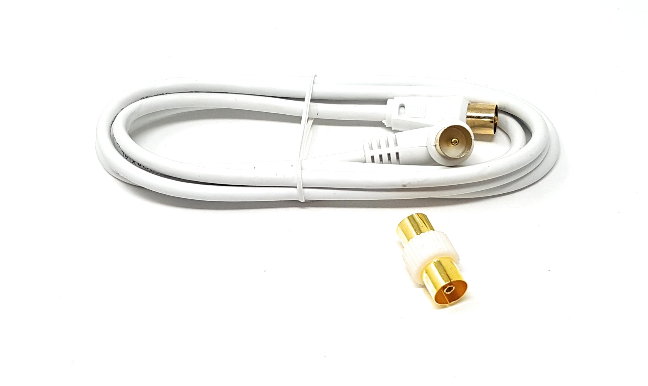 1,5m Areal Coaxial Right Angle Cable Connectors Male to Joiner TV Kit Lead Extension Wire Freeview Satellite Gold Plated Connector Antenna UltraHD FullHD Aerial Plug with Coupler