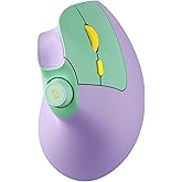 seenda Ergonomic Mouse Wireless, MOU-302 Bluetooth Vertical Mouse Rechargeable, Ergo Optical Mice with 1000/1600/2400 DPI, Volume Knob, 3 Multi-Device Connectivity for Computer/PC/Laptop/Mac, Purple