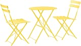 Harbour Housewares 2 Seater Yellow Round Bistro Table and Chairs Set