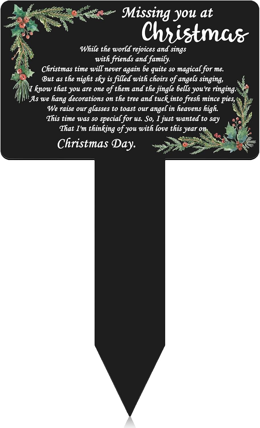 Decorative Garden Stakes - Geelin Christmas Cemetery Grave Decoration Memorial Plaque Stake Grave Markers Waterproof Metal Missing You at Christmas Sympathy Garden Grave Stake for Outdoor Yard Grave Cemetery Decor Memorial Gift