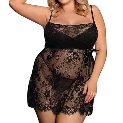 Beikoard Sexy Dessous,Frauen Dessous Babydoll Transparente Nachtwäsche Unterwäsche Spitzenkleid + String Sex Spielzeug Sexspi