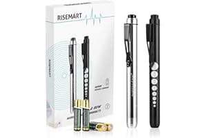 Medical Penlight RISEMART Nurse Diagnostic Reusable LED Pen and Light with Pupil Gauge Measurements for Nursing Students Doct