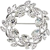 Faship Gorgeous Rhinestone Crystal Floral Wreath Brooch Pin