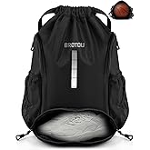 BROTOU Soccer Drawstring Backpack, Basketball Bag, Volleyball Football Bags with Ball and Shoe Compartment