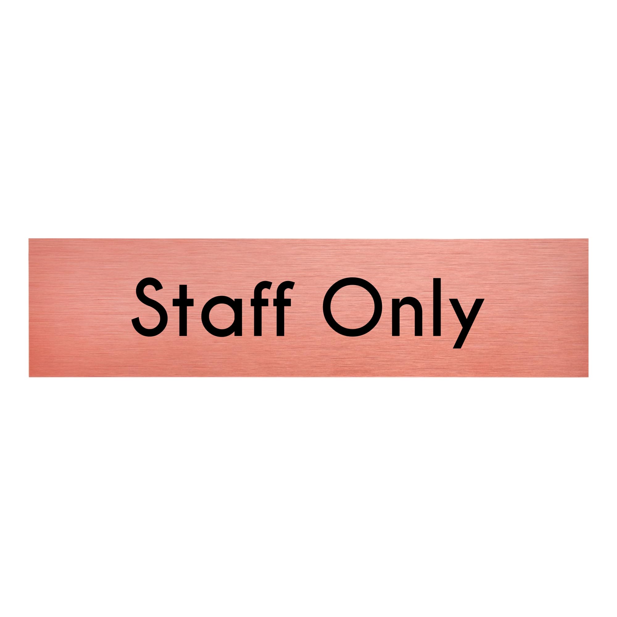 Staff Only Sign from ViroDisplay® – Slimline Aluminium Brushed Rose Gold 200 x 50mm – Durable Printed Surface – Self-Adhesive Fixing
