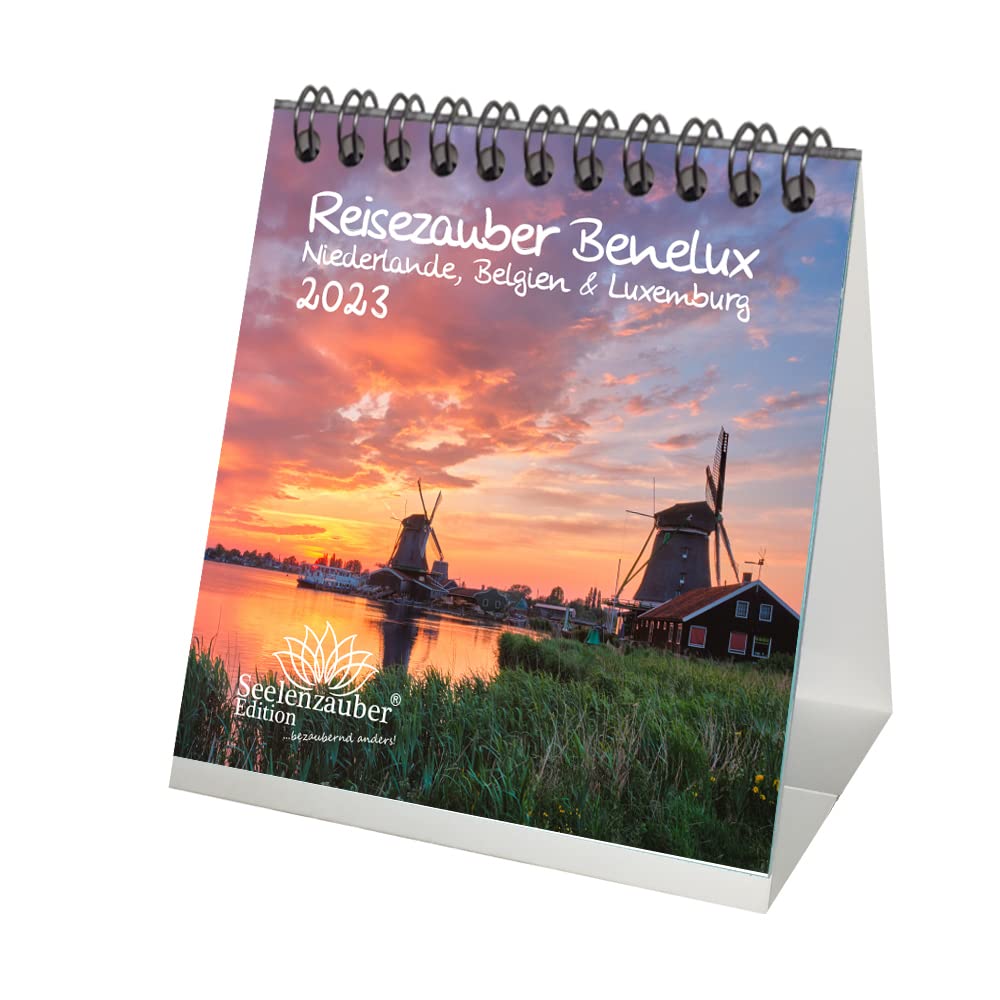 Travel Magic Benelux - Netherlands, Belgium and Luxembourg Desk Calendar for 2023 Format 10 cm x 10 cm Seelenzauber