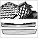 Compatible with Chevy Tahoe/Avalanche/Suburban ABS Plastic Glossy 2-Piece Diamond Mesh Front Bumper Grille (Black)