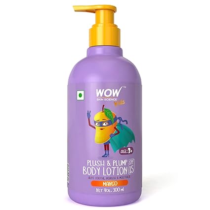 WOW Skin Science Kids Plush & Plump Body Lotion - Mango - SPF 15 - No Parabens, Mineral Oil, Silicones & Color, 300 ml