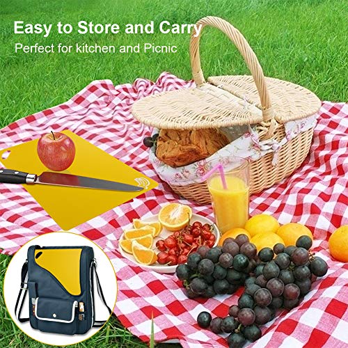 Flexible Cutting Board, Chopping Mat Color Coded With Food Icons Easy-Grip Handles Non-Slip Dotted Texture BPA-Free Food Cutting Mat Set For Kitchen Bar RV - Set Of 6