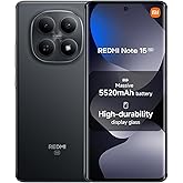 XIAOMI Redmi Note 15 5G Ai (Compatible with Tmobile Mint Tello Global) (256GB + 8GB) 6.77" NFC 120Hz 108MP Triple Cam Unlocked Model 25098RA98G Dual Sim (Black)