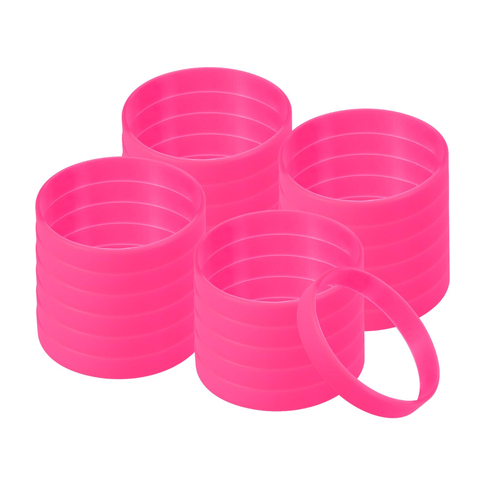 PATIKIL Silicone Bracelets, 100 Pack Colored Rubber Wristbands Blank Stretch Sports Bands for Adults Teen Sports Team Games, Rose