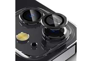 imluckies Camera Lens Protector for iPhone 12/iPhone 12 Mini/iPhone 11, [Anti-Scratch] Premium Tempered Glass Film Aluminum Alloy Lens Ring Cover, Black (2 Pack)