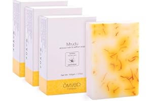 Omved MRUDU Almond Milk and Saffron Nourishing Ayurvedic Baby Soap - 100g (Pack of 3)