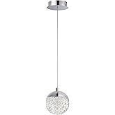 ET2 E24261-91PC Orb II Clear Bubble Glass Ball with Cap LED Mini Pendant Ceiling Lighting, 1-Light 5 Watt, 6" H x 6" Dia, Pol