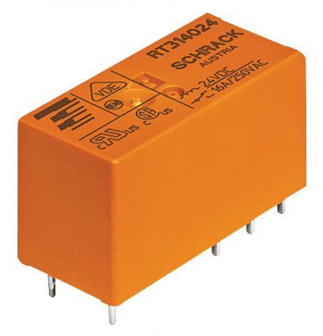 TE CONNECTIVITY/SCHRACK RT314024 POWER RELAY, SPDT, 24VDC, 16A, PC