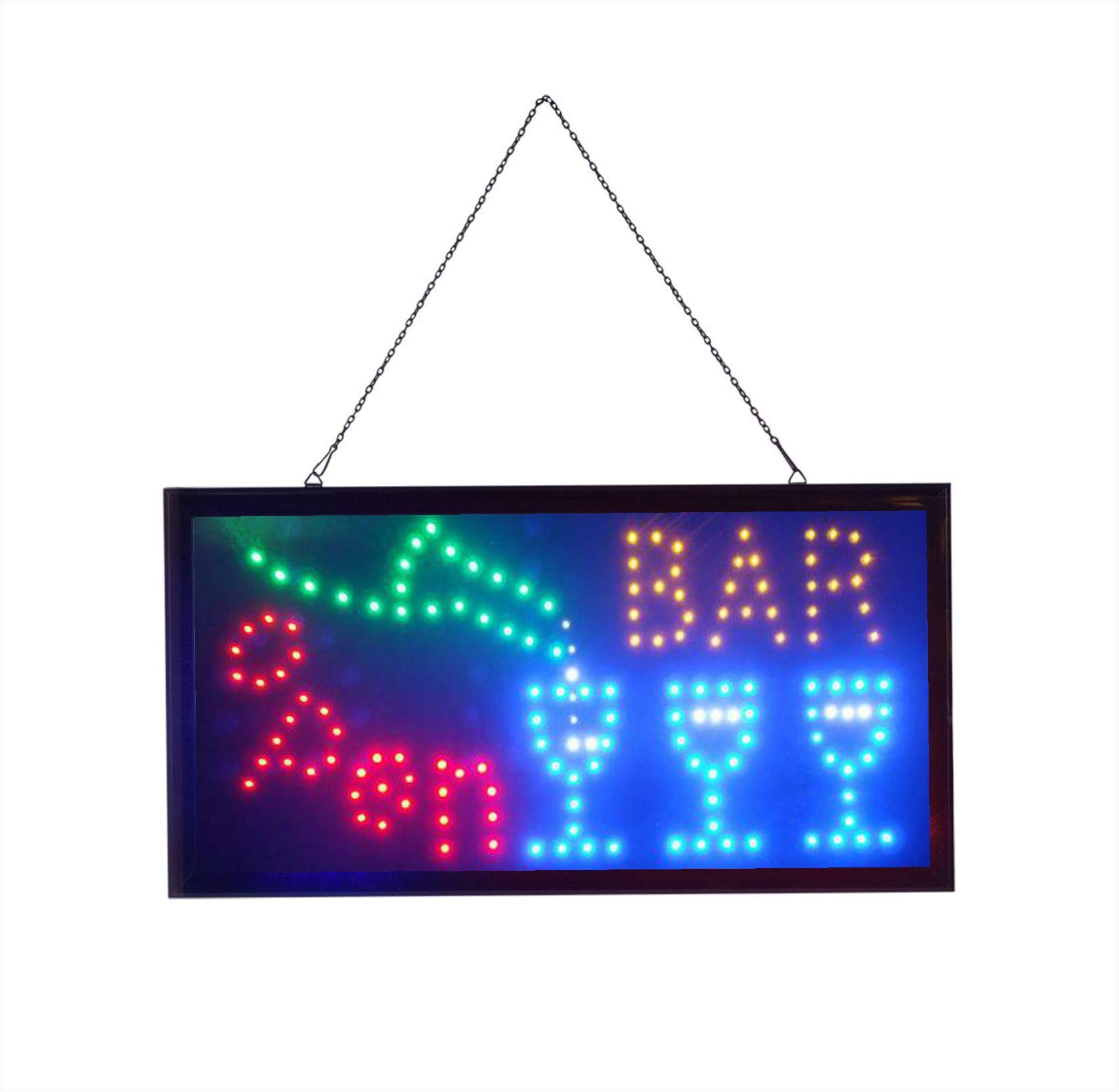 Professional LED Bar Sign | Vibrant Animated Flashing Display with Bright LEDs | Includes Hanging Chain | Size 48cm x 25cm x 2cm