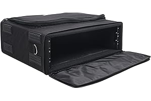 Sound Town Portable 3U Rack Bag, Soft Rack Case with 14" Rackable Depth, Plywood Rack Frame, Shoulder Strap, Accessory Pocket (STRB-316B)