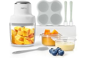 Baby Food Maker, HEYVALUE 13-in-1 Baby Food Processor Set, Fruit, Vegatable, Meat, Puree Blender with Baby Containers, Food Freezer Tray, Silicone Spoons, Spatula (Gray)