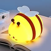 Bee Night Light, Cute Silicone Animal Bedside Lamp, Night Lamp for Kids Room, Dimmable LED Lamp,Bedroom Touch Lamp, Nursery,Baby Room&Girls Room Decor, Baby Boys Girls Gift,Rechargeable Nightlight