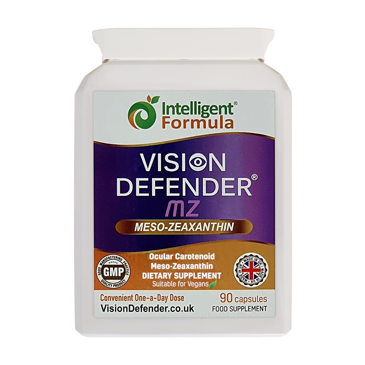 Vision Defender MZ Eye Health Supplement – 10mg Meso-Zeaxanthin from Marigold Extract – Antioxidant Carotenoid for Vision Support and Retina Nutrition – 90 Vegan Capsules. Made in UK