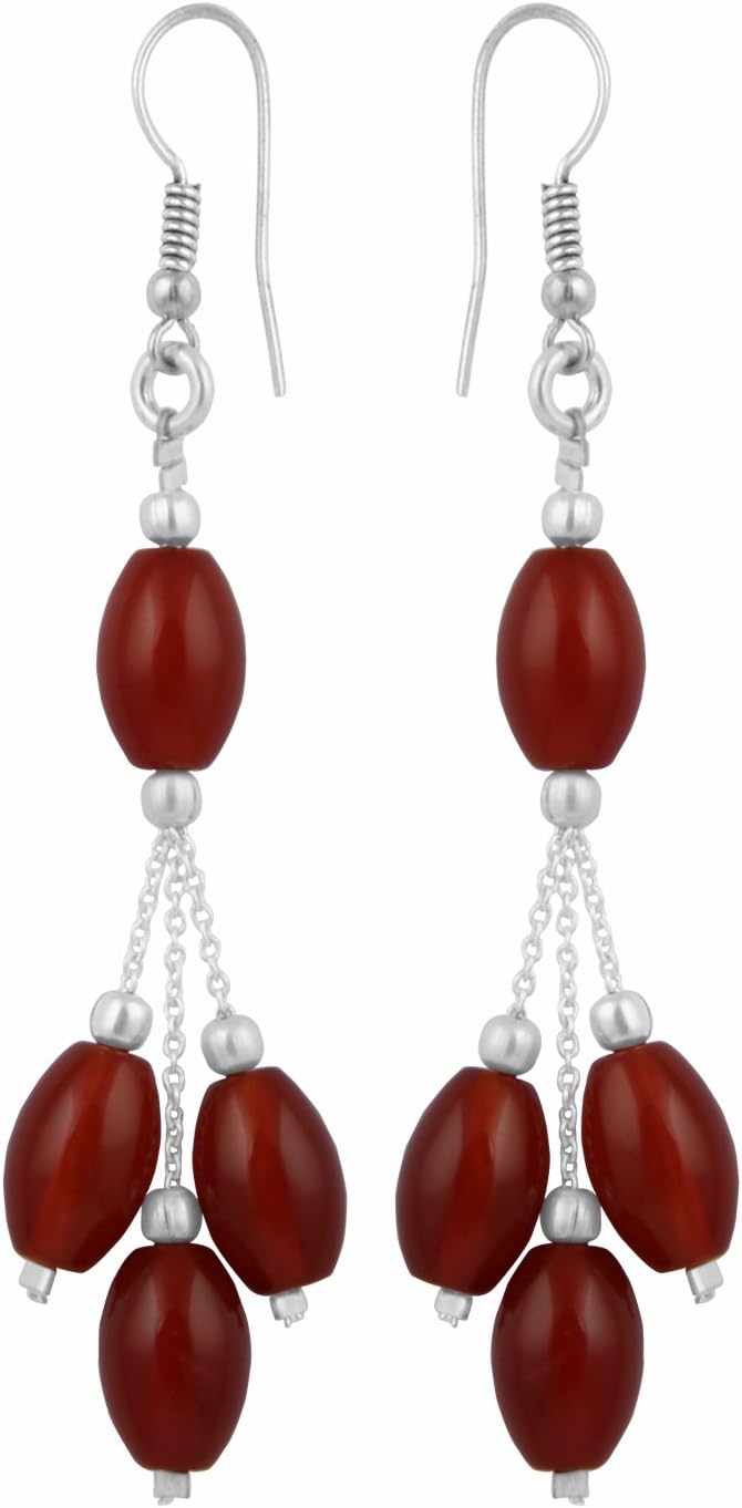 Dyed Red Agate Beads Earrings For Women