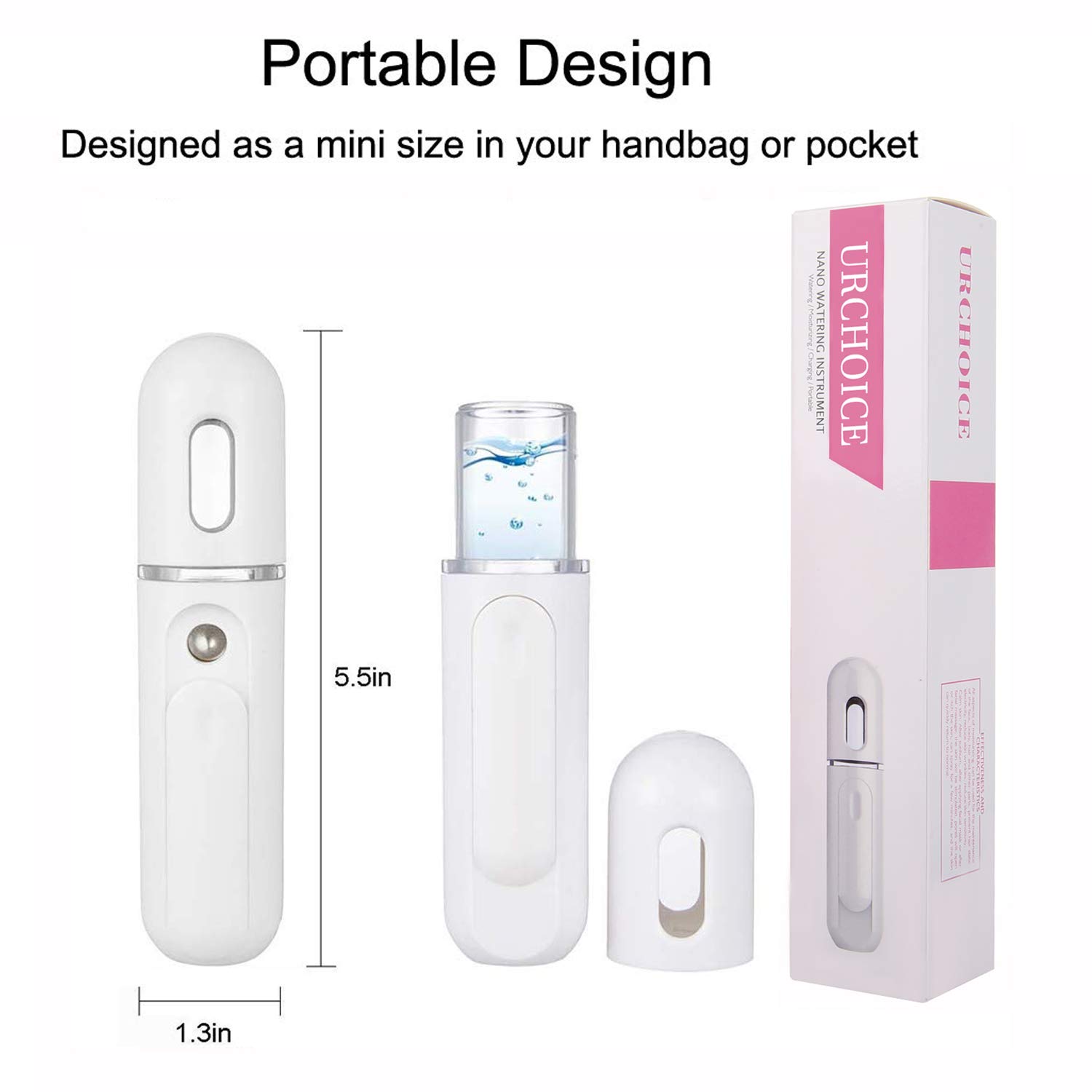 UrChoice Nano Facial Mister, Cool Mist Facial Steamer Handy Mist Sprayer Moisturizing & Hydrating for Skin Care, Makeup, Eyelash Extensions (New Version): Beauty