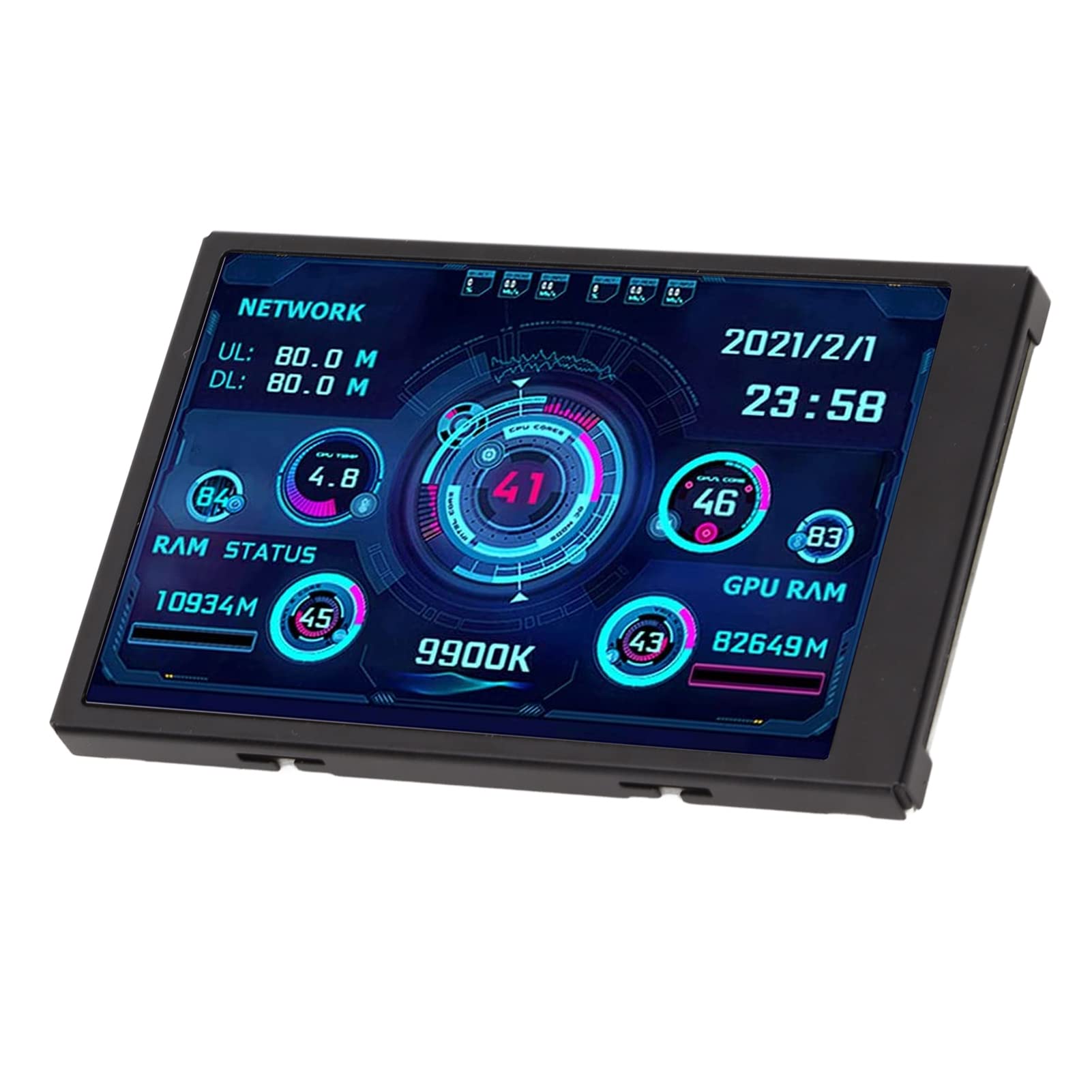 Bewinner 3.5 Inch IPS USB Mini Screen for PC CPU Monitor, CPU RAM HDD Data Temperature Display 360 Degree Rotation Type C Sub Screen