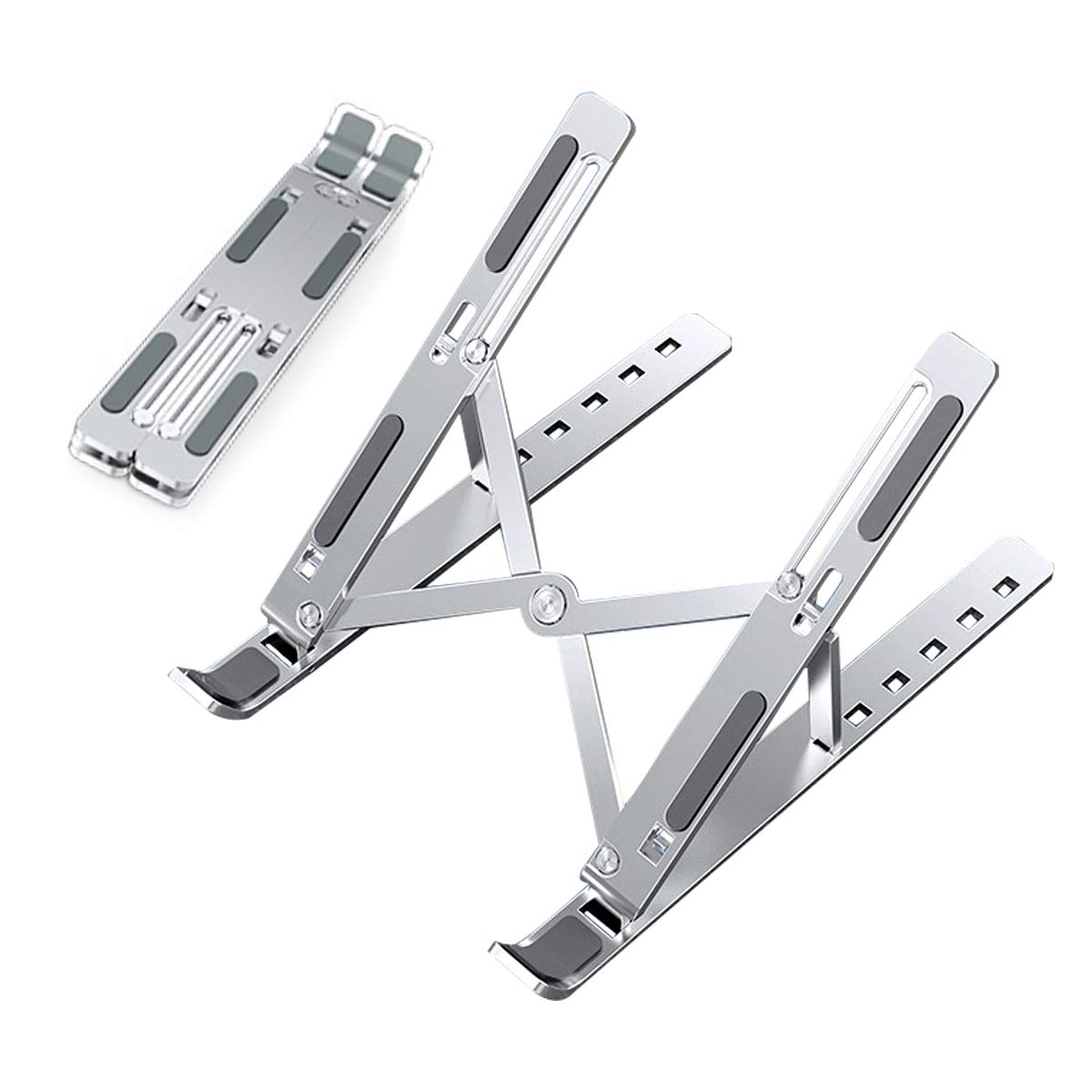 Rexiaoo Adjustable Laptop Stand, Portable Aluminum Laptop Riser Laptop Holder Foldable Desktop Laptop Holder for MacBook Pro, HP, Lenovo, Sony, Dell, More 10-15.6” Laptops