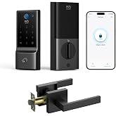 eufy Security Smart Lock Front Door Lever Set, Keyless Entry Deadbolt | Fingerprint Keypad Door Lock with Handle, Built-in Wi-Fi, App Control, Up to 8-Month Battery, IP53 Waterproof, BHMA Certified