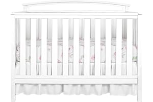Crib Skirt for Baby Boys or Girls, Bohemian White Crib Bed Skirt Chic Vintage Nursery Decor 28x52x14 Inch