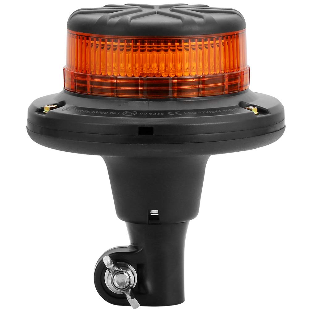 D-TECH LED Strobe Warning Beacon Lamp Rotating Flashing Beacon light for agricultural machines, commercial vehicle, school bus, tractor, excavators, truck, (Flexible Pipe Mounting)