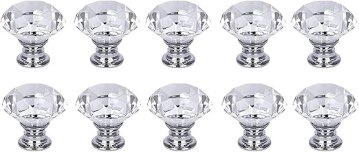 Nvted Cabinet Knobs Drawer Pulls Diamond Shape Crystal Glass