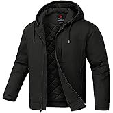 TBMPOY Men's Winter Work Jackets Hooded Quilted Lined Workwear Utility 4 Pockets Cotton warm Active Coats