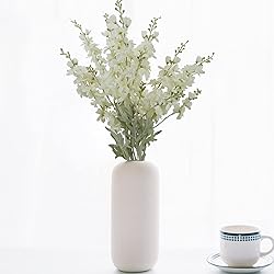 MINYULUA 6pcs Artificial Delphinium Flowers White
