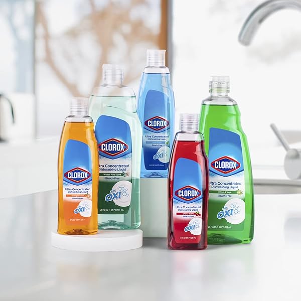 CLOROX ULTRA CONCENTRATED DISHWASHING LIQUID DISH SOAP WITH OXI, FRESH SCENT – BLEACH FREE DISH WASHING SOAP FOR KITCHEN DISHES FOR CLEANING GREASE, DISH DETEGENT LIQUID SQUEEZE BOTTLE, 26 FL OZ