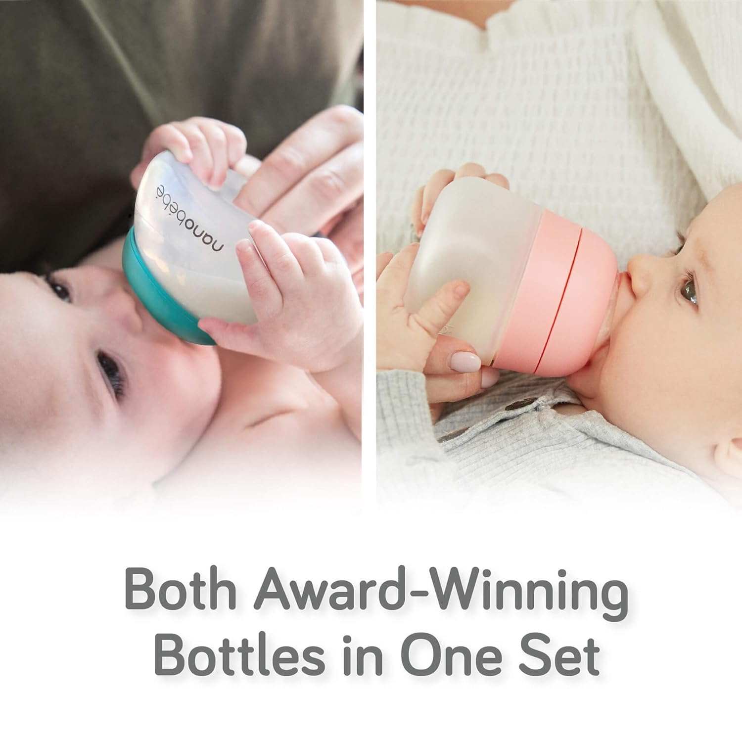 Nanobebe Baby Bottle Set Anti-Colic Baby Bottle Gift Set - Early Essentials Set with Baby Silicone Bottles, Breastmilk Bottles, Bottle Brush, Silicone Pacifiers - 5oz and 9oz - Teal