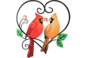 MUMTOP Metal Cardinal Wall Decor, 3D Love Theme Red Birds Wall Art for Indoor Outdoor Home Living Room Bedroom Valentines Day Gifts